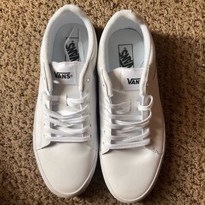 Size 12 Selden White Leather Vans Men